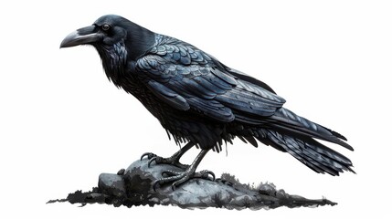 an ominous crow embellishment with a prank element, halloween hoax, sinister and detailed, digital painting, isolated on white background
