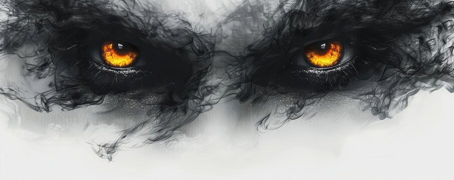 an eerie cursed spirit with haunting eyes, halloween theme, dark and detailed, photorealistic style, isolated on white background