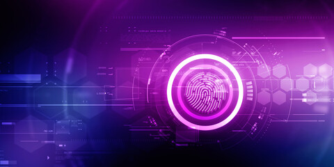 2d Illustration Fingerprint Scanning Technology Concept 