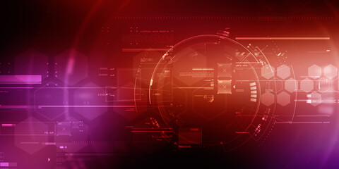 2d illustration Abstract futuristic electronic circuit technology background
