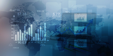 2d illustration Stock market online business concept. business Graph 