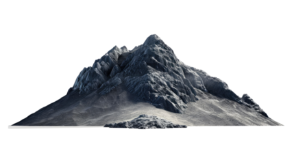 Isolated mountain on white background Complete with cutting paths for editing images.