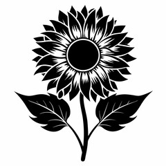 sun flower black vector silhouette