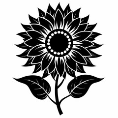 sun flower black vector silhouette