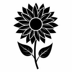 sun flower black vector silhouette