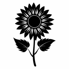 sun flower black vector silhouette