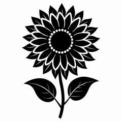 Fototapeta premium sun flower black vector silhouette