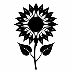 sun flower black vector silhouette