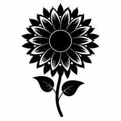 sun flower black vector silhouette