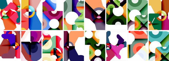 Set of trendy colorful circle geometric posters or abstract backgrounds. Vector Illustration For Wallpaper, Banner, Background, Card, Book Illustration, landing page