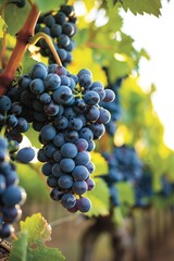 Many red grapes are grown in the vineyards. Clustered on the branches, these grapes are rich in nutrients and unique taste, and are one of the important ingredients in wine making