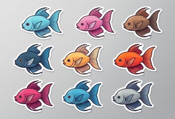 Naklejka premium Modern Betta Fish Stickers for Animal Lovers