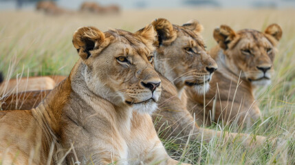 Close-Up Portraits of Lions in Their Natural Savanna Habitat