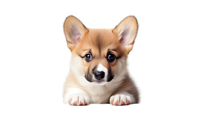 Obraz premium Adorable Pembroke Welsh Corgi puppy with big, curious eyes and a fluffy tail