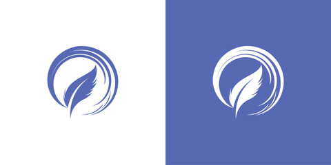 Creative feather logo design with unique concept , premium vector