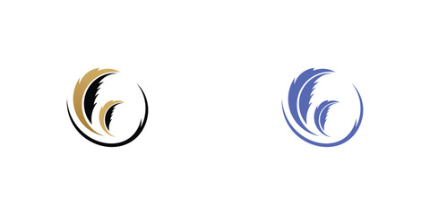Creative feather logo design with unique concept , premium vector