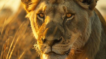Close-Up Portraits of Lions in Their Natural Savanna Habitat