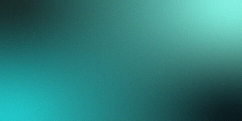 Dark green glowing backdrop noise ombre effect. Multicolor glossy abstract background. Blurred gradient summer poster banner design with rough, grain, and noise texture effect. © JERRY