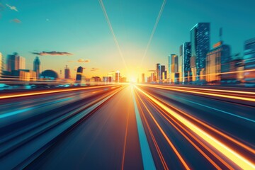 Obraz premium Fast Lane into the Cityscape