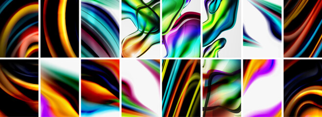 Collection of abstract background with waves, colorful shapes and 3d shadow effect. Vector Illustration For Wallpaper, Banner, Background, Card, Book Illustration, landing page