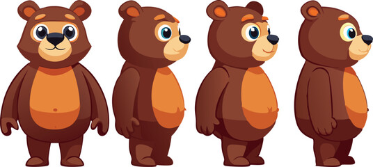 Fototapeta premium Four bears are standing in a row, each with a different pose