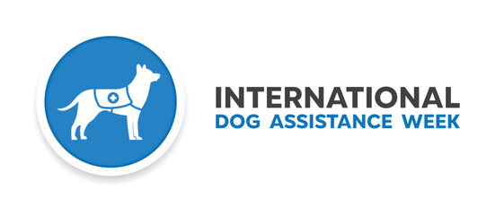 International Assistance Dog Week. Great for cards, banners, posters, social media and more. White background.