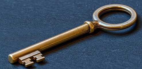 A golden yellow key on a black background
