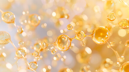 A macro shot of niacinamide molecules merging with skin cells, showing a smooth, hydrated complexion	
