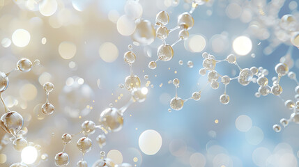 A macro shot of niacinamide molecules merging with skin cells, showing a smooth, hydrated complexion	
