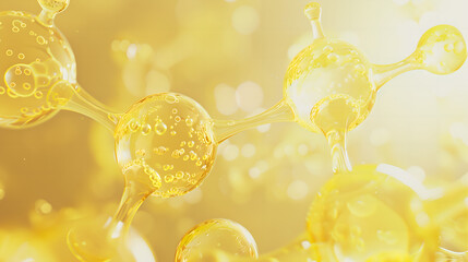 A macro shot of niacinamide molecules merging with skin cells, showing a smooth, hydrated complexion	
