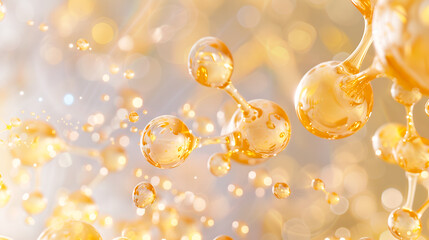 A macro shot of niacinamide molecules merging with skin cells, showing a smooth, hydrated complexion	

