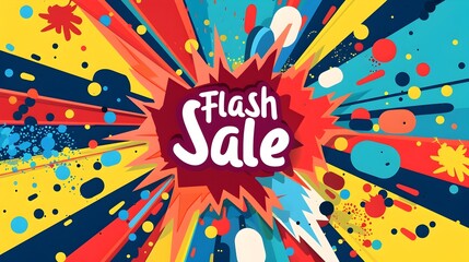 Vibrant Colorful Explosion with Flash Sale Promotional Background