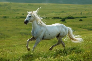 Obraz premium white horse in the field