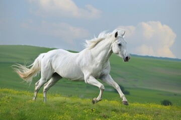 Obraz premium white horse in the field