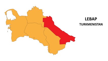 Lebap Map is highlighted on the Turkmenistan map with detailed State and region outlines.