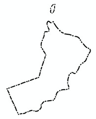 Doodle freehand dash line drawing of Oman map.