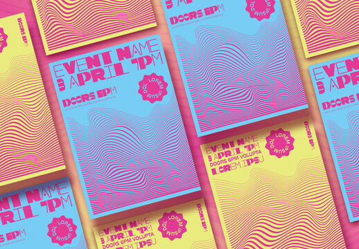 Line Wave Poster Layout with Bold Typography