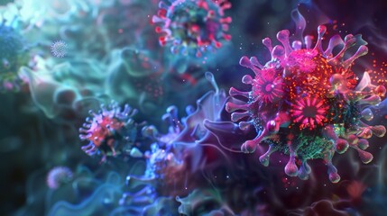 A 3D render of the novel coronavirus, showing its intricate structure in detail.
