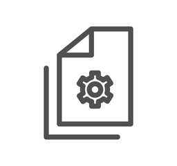 Engineering and gear icon outline and linear vector.	