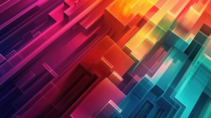 Naklejka premium A radiant display of colorful gradients and geometric shapes, forming a visually striking and harmonious abstract composition.