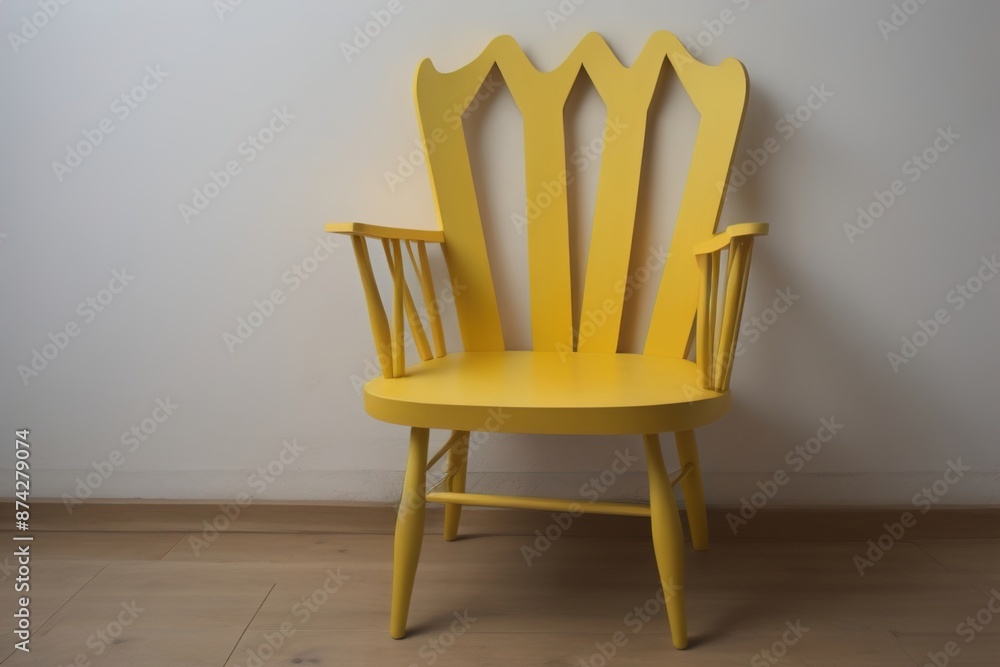 Wall mural wooden chair in the room. ai generative