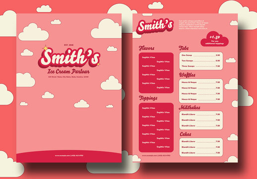 Red Ice Cream Parlour Menu