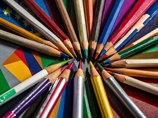 Fototapeta premium color pencils on black background