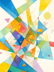 Colorful Abstract Drawing of Light Rays Through Stained Glass with Pastel Background
