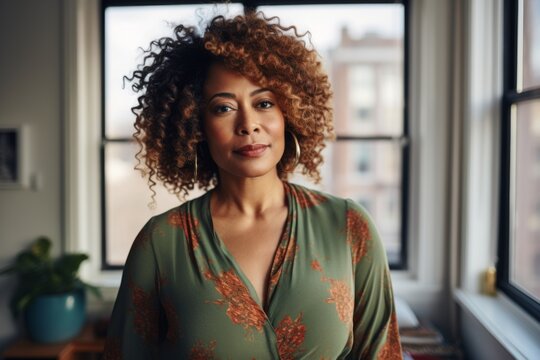 Portrait of a middle aged body positive African American woman