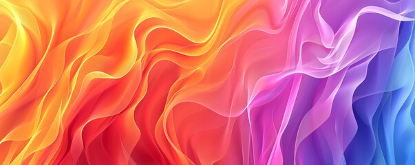 A colorful and dynamic rainbow gradient wavy abstract background, with smooth, flowing lines that transition seamlessly between vibrant hues, creating a lively and captivating effect.