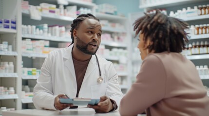 Obraz premium The pharmacist consulting patient