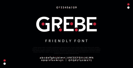 Grebe Future font creative modern alphabet fonts. Typography colorful bold with color dot regular. vector illustrator	