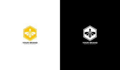 Honey bee emblem logo. Bee icon, honey. Graphic vector illustration design