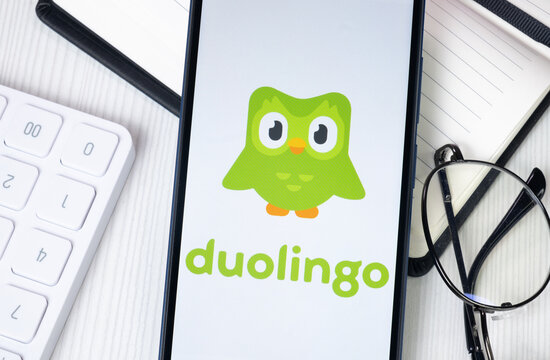 New York, USA - 30 June 2024: Duolingo Logo or Icon on Phone Screen